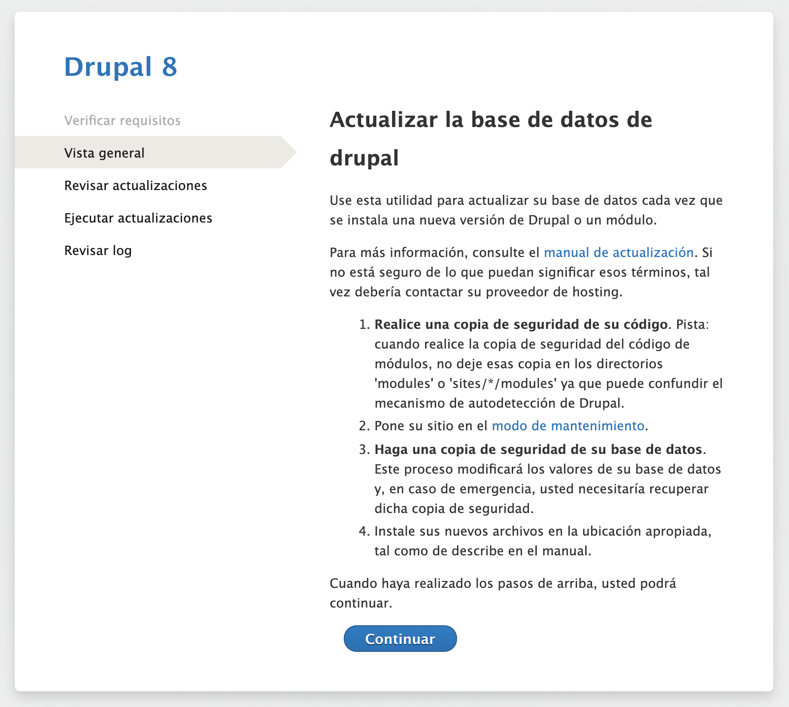 Actualizar base de datos drupal