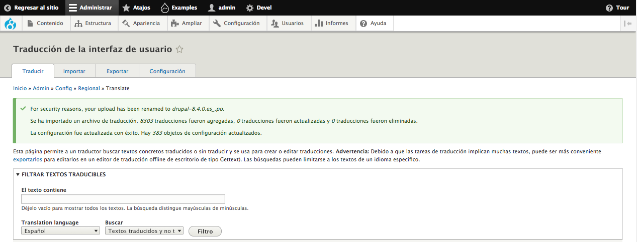 Traducción interface ok