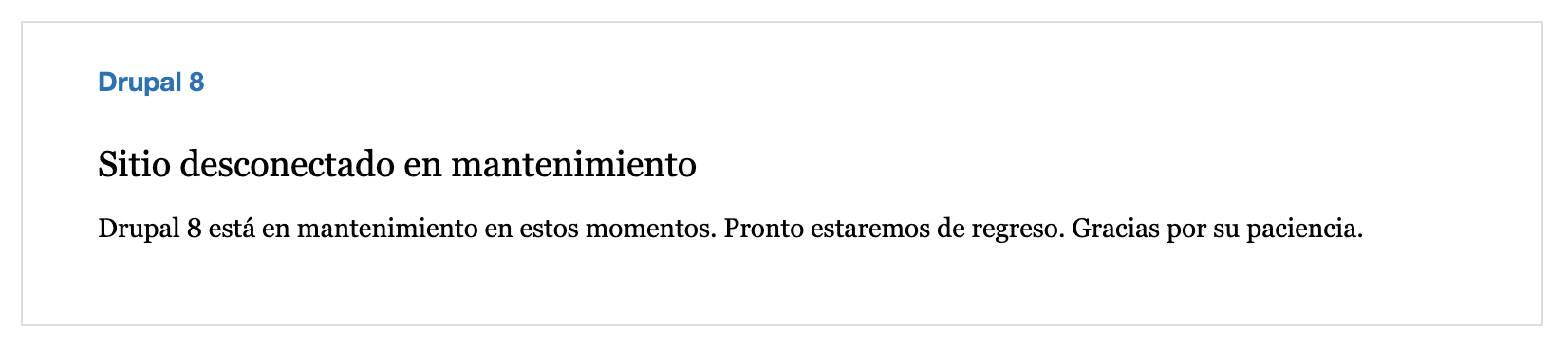 Mensaje mantenimiento